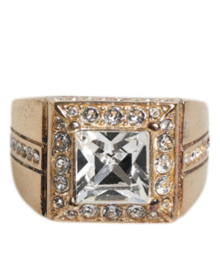 Gold Tone Sterling Silver 925 Crystals Ring