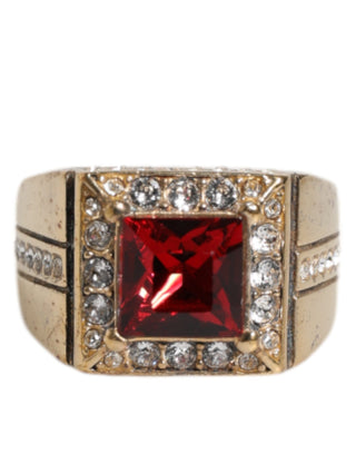 Anillo de plata de ley 925 tono dorado con cristales  