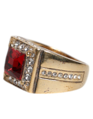 Anillo de plata de ley 925 tono dorado con cristales  