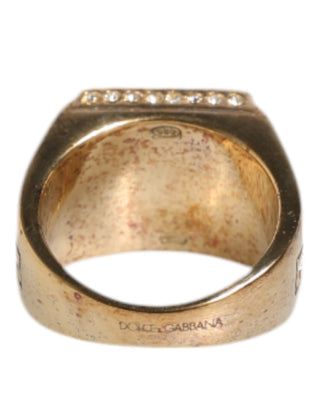 Anillo de plata de ley 925 tono dorado con cristales  