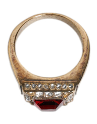 Anillo de plata de ley 925 tono dorado con cristales  