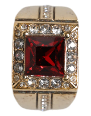 Anillo de plata de ley 925 tono dorado con cristales  