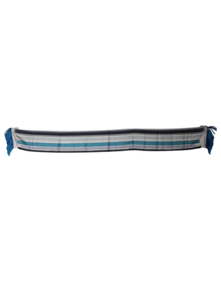 Pañuelo foulard de seda con flecos y rayas multicolor