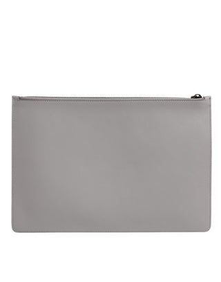 Graue Herrentasche aus massivem Leder mit DG-Logo und Reißverschluss