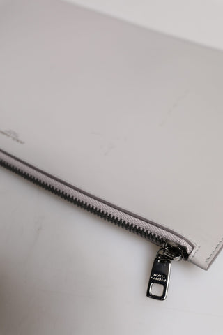 Graue Herrentasche aus massivem Leder mit DG-Logo und Reißverschluss