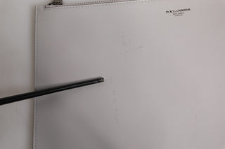 Graue Herrentasche aus massivem Leder mit DG-Logo und Reißverschluss