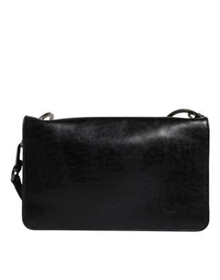 Schwarze Leder Umhängetasche mit Logo