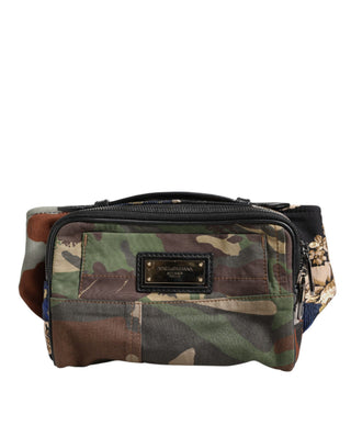 Riñonera de cintura con parche de camuflaje multicolor y logo