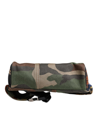 Riñonera de cintura con parche de camuflaje multicolor y logo