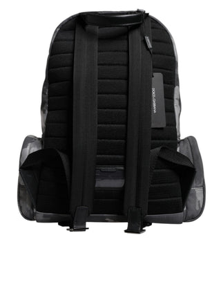 Gray Cotton Camouflage Logo Plaque Backpack Bag
