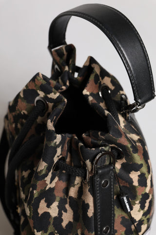 Mehrfarbige Leopard Baumwoll-Schulterbeuteltasche