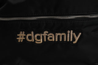 Schwarzer Nylon-Rucksack mit #DGFAMILY-Verzierung, Modell VULCANO