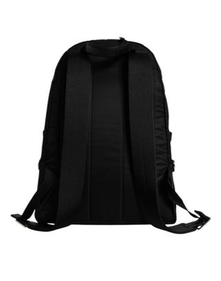 Schwarzer Nylon-Rucksack mit #DGFAMILY-Verzierung, Modell VULCANO