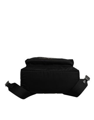 Schwarzer Nylon-Rucksack mit #DGFAMILY-Verzierung, Modell VULCANO