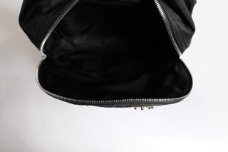 Schwarzer Nylon-Rucksack mit #DGFAMILY-Verzierung, Modell VULCANO