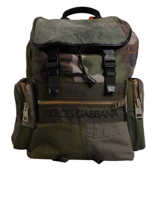 Militärgrüner Patchwork-Schulrucksack