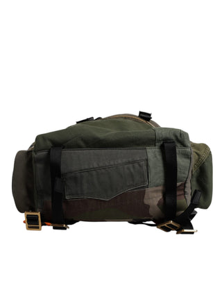 Mochila escolar de patchwork verde militar