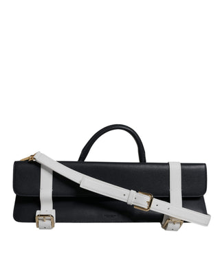 Bolso bandolera de cuero de becerro azul y blanco