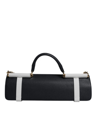Bolso bandolera de cuero de becerro azul y blanco