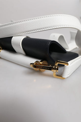 Bolso bandolera de cuero de becerro azul y blanco