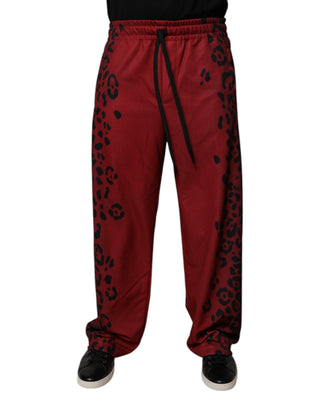 Rote Jogginghose aus Polyester mit Leopardenmuster für Herren