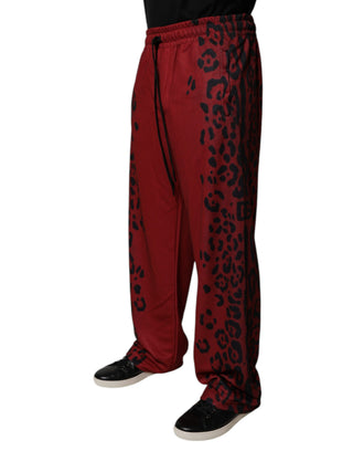 Rote Jogginghose aus Polyester mit Leopardenmuster für Herren