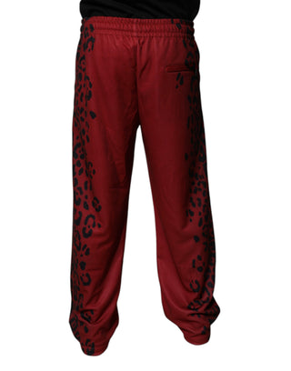 Rote Jogginghose aus Polyester mit Leopardenmuster für Herren