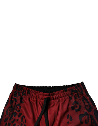 Rote Jogginghose aus Polyester mit Leopardenmuster für Herren