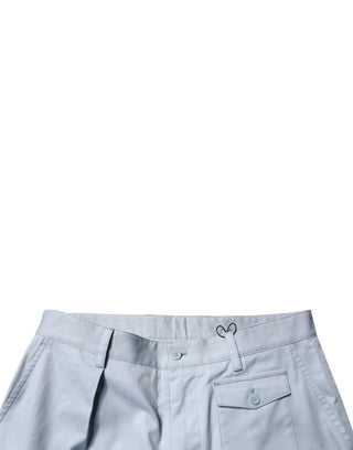 Light Blue Cotton Cargo Tapered Pants