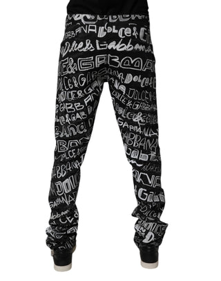 Black Cotton Logo Print Straight Denim Jeans