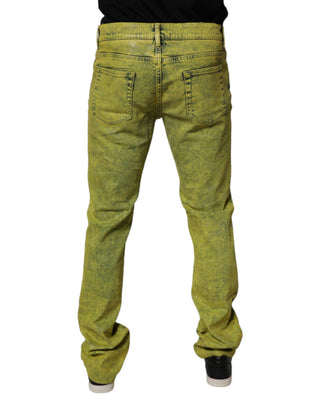 Jeans de mezclilla ajustados para hombre de algodón elástico amarillo