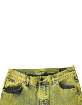 Jeans de mezclilla ajustados para hombre de algodón elástico amarillo