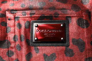 Rote Leopard Baumwolle Gerade Herren Jeans