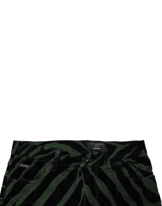 Jeans de mezclilla ajustados de algodón con rayas negras y verdes