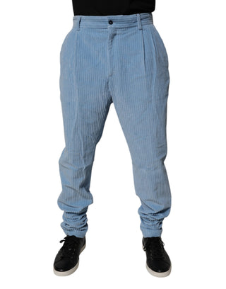 Jeans de mezclilla ajustados de algodón de pana azul claro