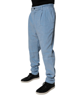Jeans de mezclilla ajustados de algodón de pana azul claro