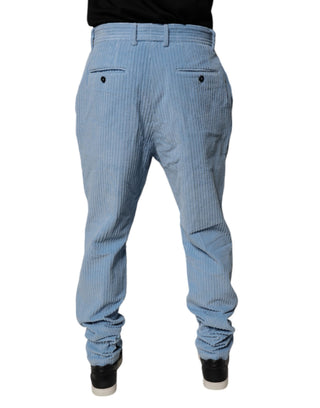 Jeans de mezclilla ajustados de algodón de pana azul claro