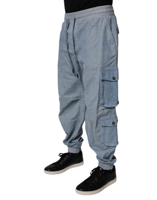 Hellblaue Baumwoll-Jogger-Cargohose für Herren aus Denim