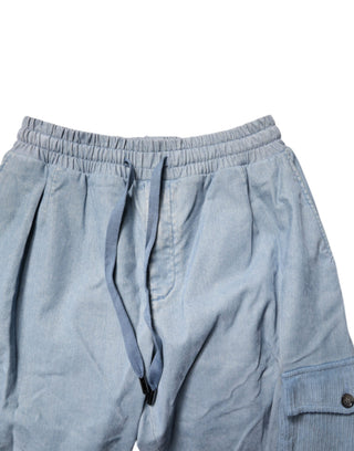 Hellblaue Baumwoll-Jogger-Cargohose für Herren aus Denim