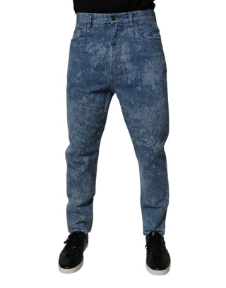 Jeans de mezclilla ajustados para hombre de algodón teñidos con nudos azules