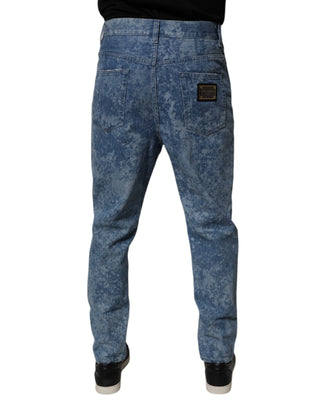 Jeans de mezclilla ajustados para hombre de algodón teñidos con nudos azules