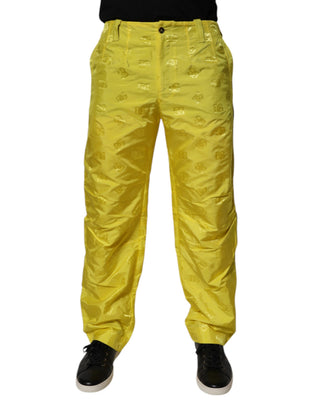 Pantalones rectos de poliéster con monograma DG amarillo