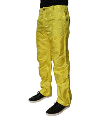 Pantalones rectos de poliéster con monograma DG amarillo
