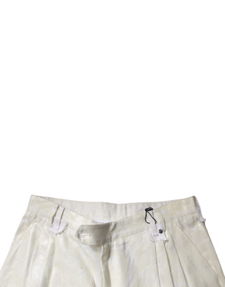 Jeans de mezclilla rectos para hombre de lino blanco de cintura media