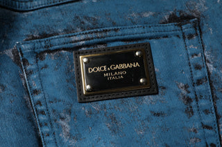 Blue Tie Dye Cotton Skinny Men Denim Jeans
