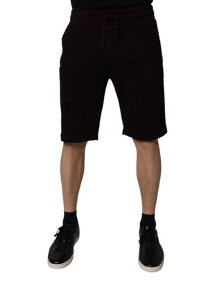 Maroonfarbene Baumwoll-Sweatshorts für Herren, Bermudashorts