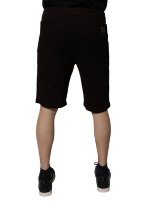 Maroonfarbene Baumwoll-Sweatshorts für Herren, Bermudashorts