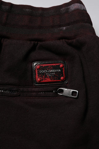 Maroon Cotton Logo Plaque Men Bermuda Shorts