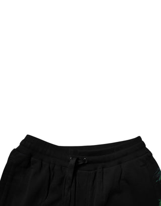 Bermudashorts aus schwarzer Baumwolle mit Blumen-Logoprint