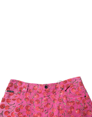 Pinke Cargo-Baumwoll-Shorts mit Kirschmuster